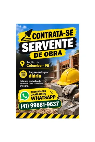 Contrata-se Servente - Região de Colombo