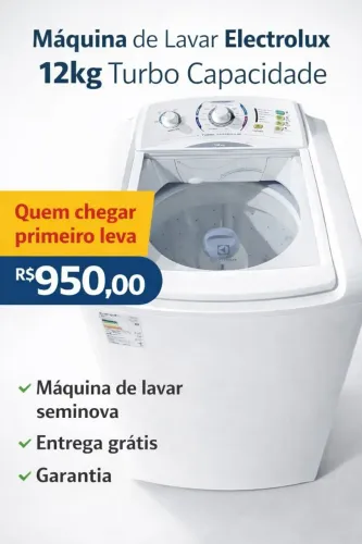 Máquina de lavar Electrolux 12 kg semi nova com entrega mais garantia