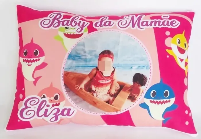 Almofada 20x30 cm C/ Nome e Foto da sua Bebê