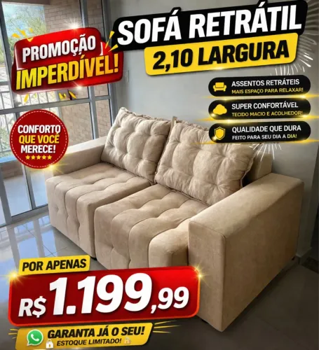 Sofá retratil 2 lugares frete gratis R$ 1.199.99 a vista