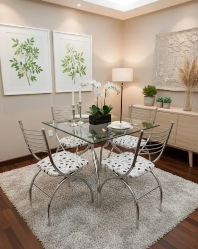 Mesa de jantar nova de aço inox