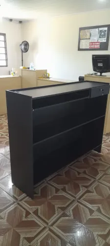 Balcão Atendimento Grande Caixa e Micro MDF Preto