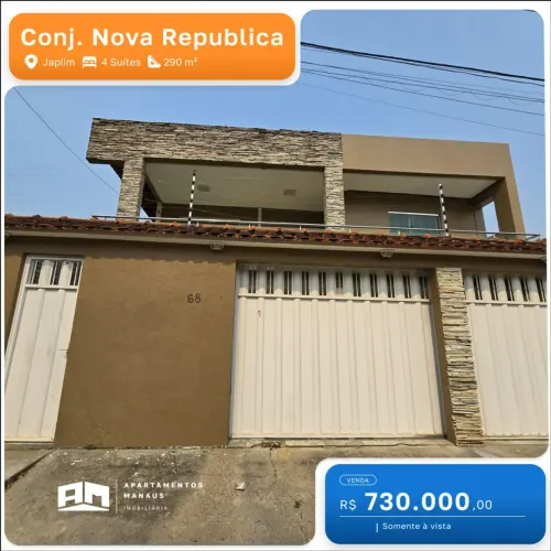 Casa Duplex Conj. Nova Republica com 4 suítes e piscina Japiim