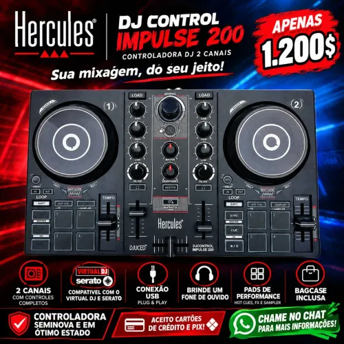 Vendo Controladora Hercules Dj Impulse 200 (Leia a Descrição!)