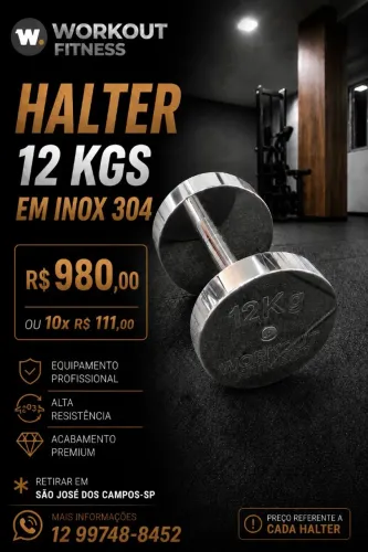 Halter 12kgs em aço Inox 304 Polido Premium