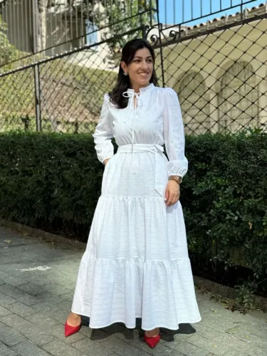 Vestido branco de Algodão longo modesto