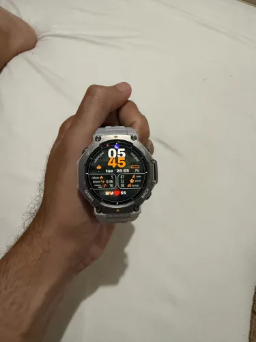 Amazfit T-Rex 3 tela de 1.5" com pulseira de silicone - COR PRATEADO 48 mm