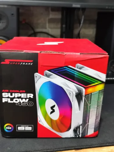 AIR COOLER CPU SUPERFRAME SUPER FLOW BRANCO COM 2 FANS ARGB, NOVO