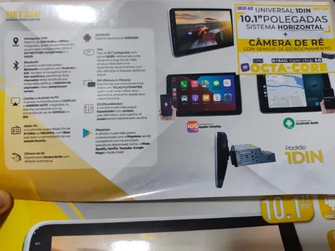 Central multimídia Hetzer 10.1" 6Gb + 64 Gb - 1 DIN - Estou vendendo porque comprei errado