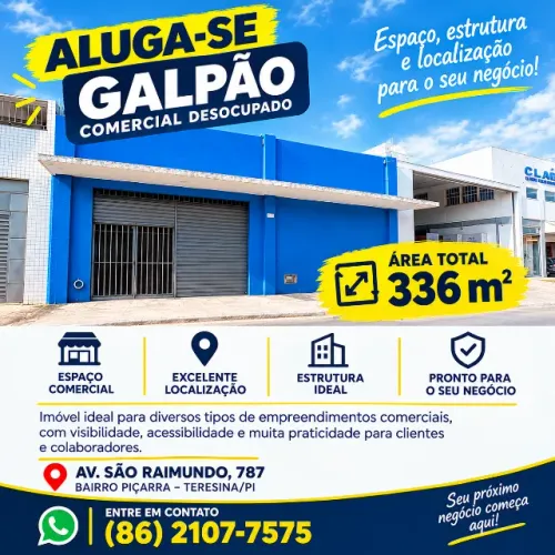 Galpão no bairro Piçarra, 336m2, imóvel versátil para diferentes tipos de negócios.