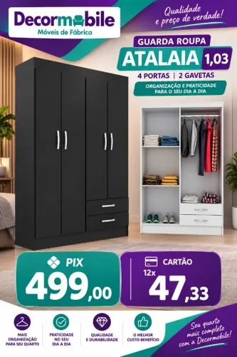 Guarda roupa atalaia 4 portas e 2 gavetas