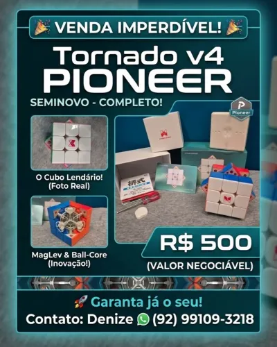 Cubo Mágico 3x3 X-Man Tornado V4 Pioneer UV Coated MagLev - Completo na Caixa
