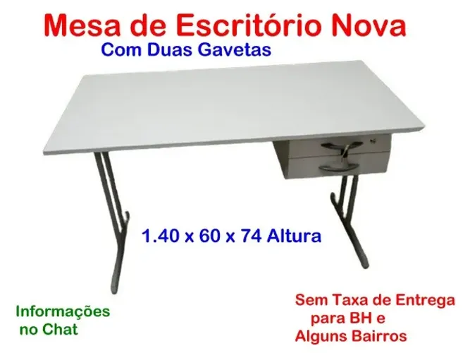 Mesa de escritório com duas gavetas comercio casa escola auto indústria estudo loja