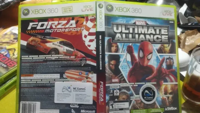 Jogo duplo forza motorsport 2 + marvel ultimate alliance xbox 360