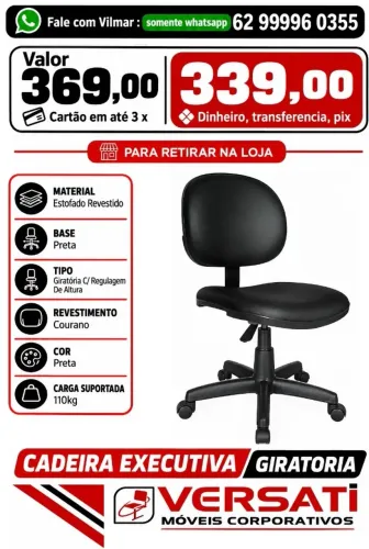 cadeira giratoria de escritorio executiva com rodinhas ( novo )