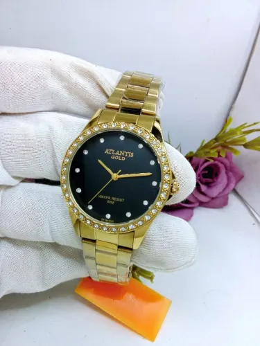 Relógio feminino novo dourado prova dágua