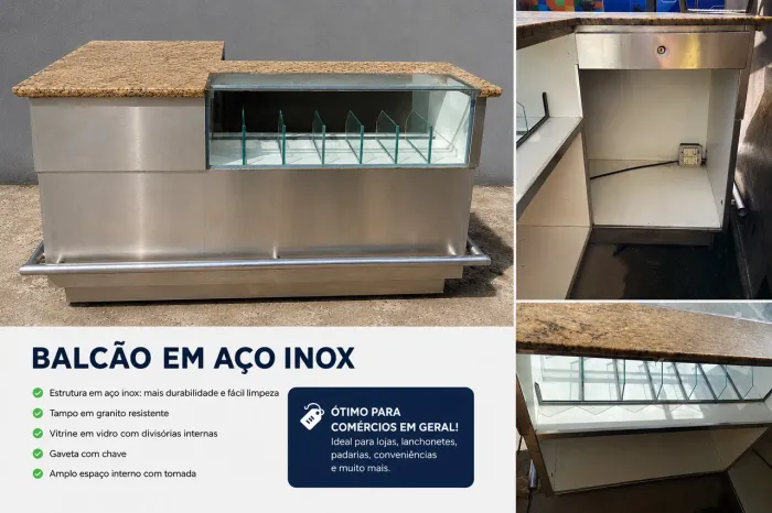 Balcão em Aço Inox com Granito