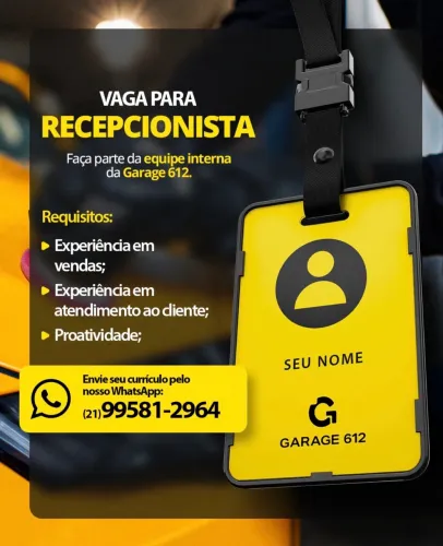 Contratação recepção/vendas