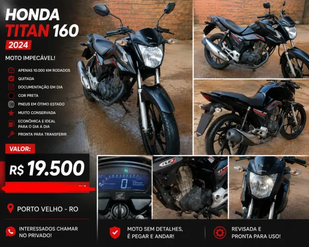 Vendo Titan 160 em dia, quitada 10 mil km rodados