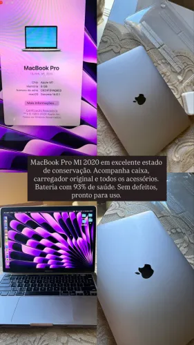 MacBook Pro M1 2020 13? | 8GB RAM | SSD 256GB | Bateria 93% | Completo