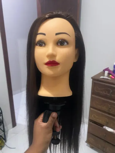 Cabeça Orgânica Manequim Boneca para Treino com Suporte, 60 cm de comprimento