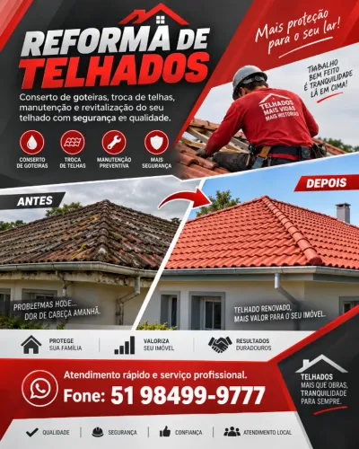 Telhadista - Reforma de Telhados, Goteiras e Troca de Telhas