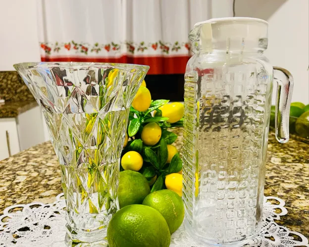 Kit de vaso de vidro e jarra de vidro 