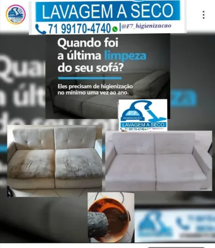 Lavagem a seco e higienização de sofá.