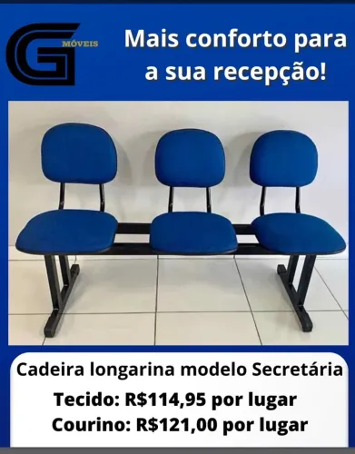 Cadeira longarina para igreja, recepção..,