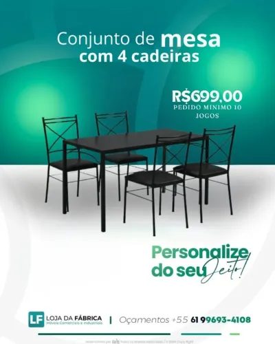 conjunto de mesa 4 lugares