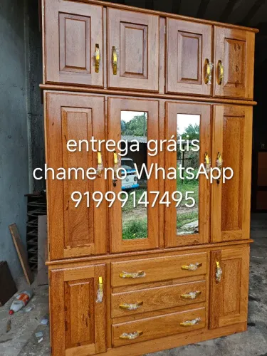 Guarda roupa de casal 4 portas todo de madeira Angelim pedra frete grátis 