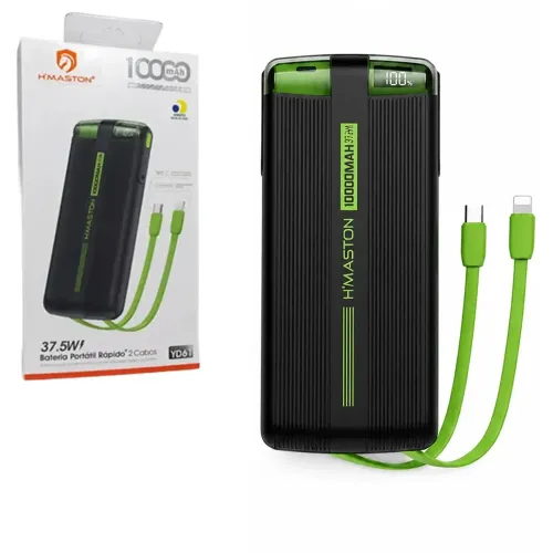 Carregador Portátil Power Bank 10.000mAh Turbo 37.5W, Preto - H'maston