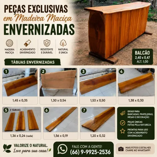Peças exclusivas em madeira maciça