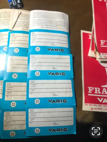 Etiquetas de Voo Varig anos 80 antigas