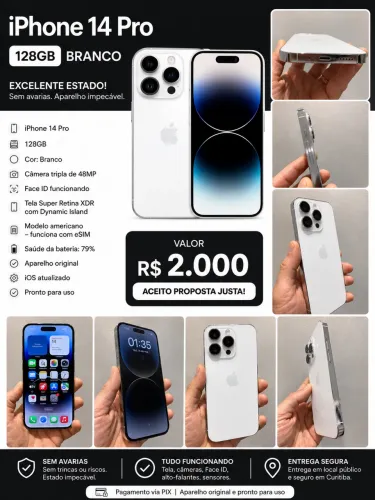 Vendo iPhone 14pro 128 branco