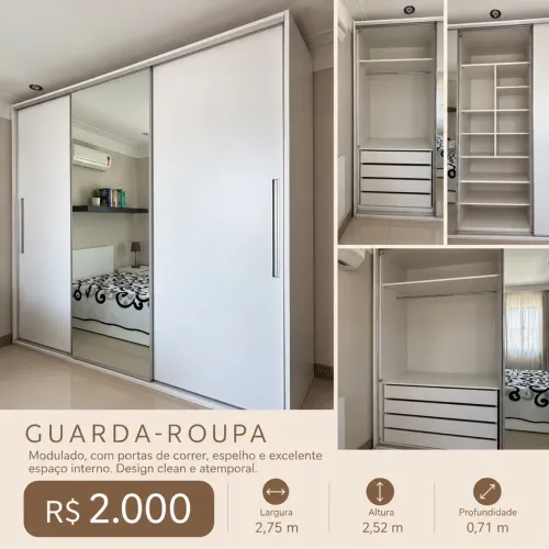Guarda-roupa planejado 2,75 m com espelho - R$ 2.000