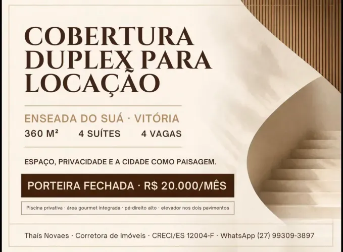 Cobertura Duplex 360 m² | 4 Suítes | Porteira Fechada | Enseada do Suá