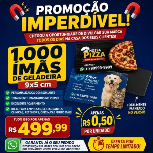 Promoção imãs personalizados 9x5 cm ! ,0,50 a unidades
