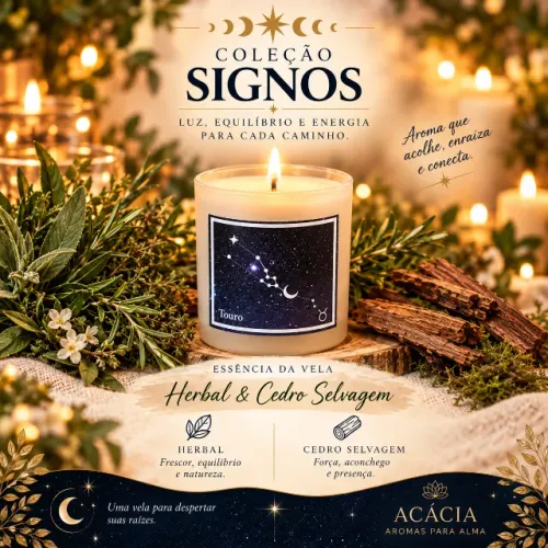 Velas aromáticas - Coleção Signos (Touro) - 100% cera de coco - 150g