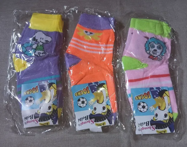 3 pares de meias infantis estampadas feminina 