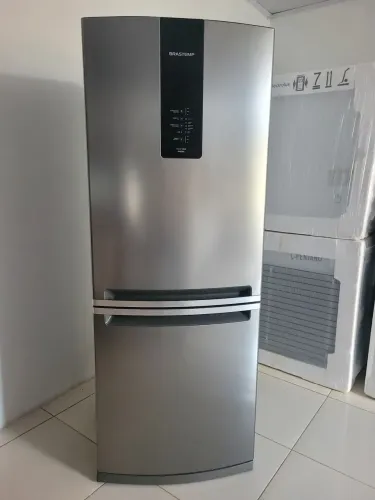 Geladeira Brastemp ative inox inversa 