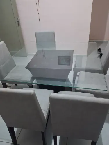Mesa Vidro 6 cadeiras