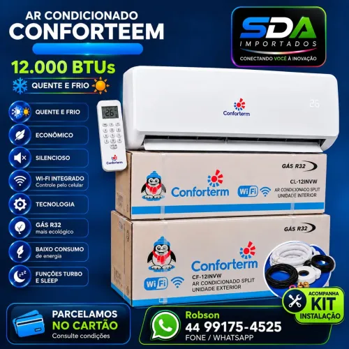 Ar Condicionado 12000 BTUs Inverter Wi-Fi Quente/Frio Novo + Kit