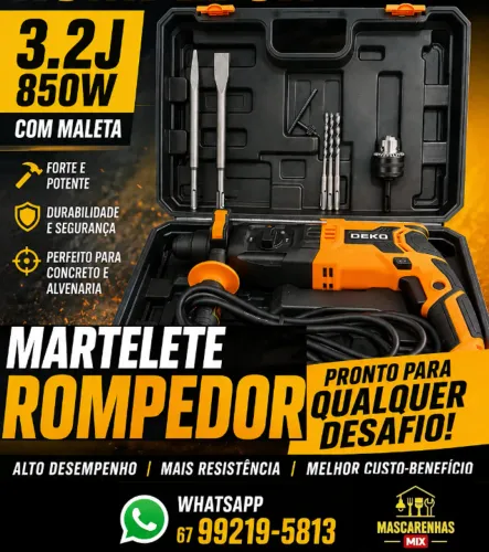 Martelete Rompedor SDS Plus 3.2J 850W com Maleta Cod:042