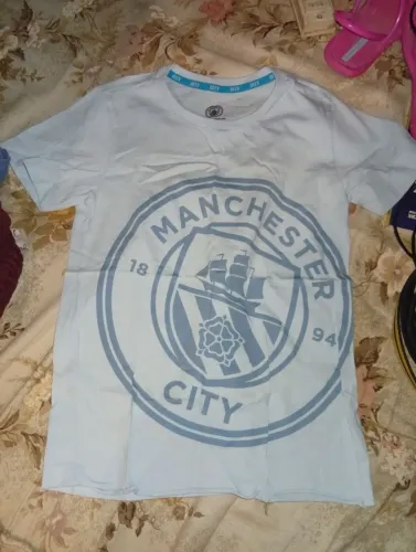 Camiseta Infantil Manchester City - Oficial (Tam 8) - Com Detalhes