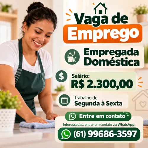 VAGA PARA EMPREGADA DOMESTICA - CASA NO JARDINS MADRI