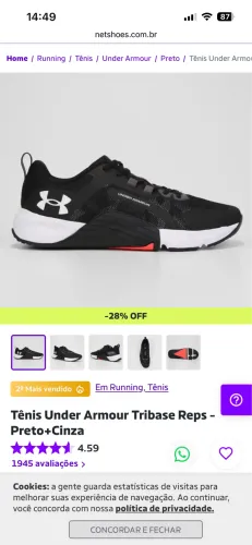 Tênis Under Armour Tribase Reps - Preto+Cinza