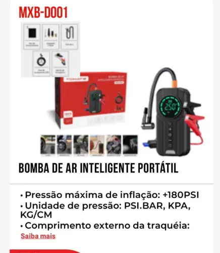 Mini compressor de ar portátil recarregável