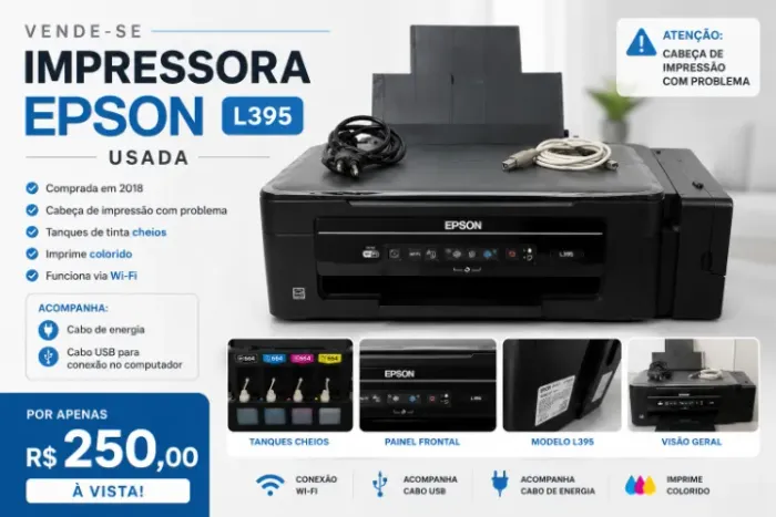 Impressora Multifuncional Epson L395 Wi-Fi