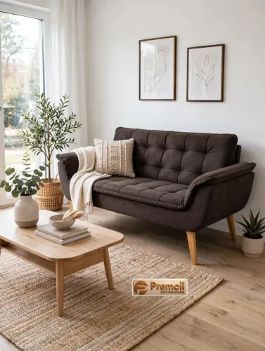 Poltrona Namoradeira Paula 2 Lugares D28 Marrom<br>